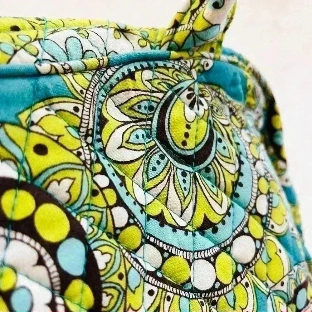 Vera Bradley Turquoise Yellow Paisley‎ Floral Print Quilt Shoulder Purse